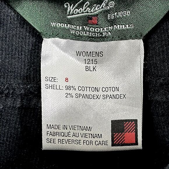 Woolrich Corduroy Pants Size 8 Black Stretch Straight Leg - Picture 10 of 11